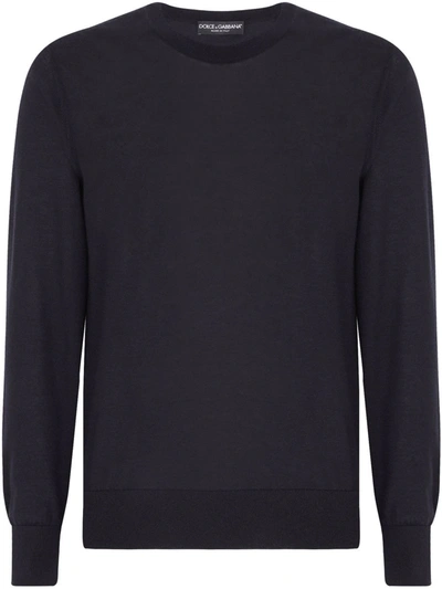 Dolce & Gabbana Long-sleeved Cashmere Jumper In Blue