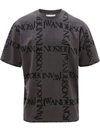 Jw Anderson All-over Logo Print Grey T-shirt In Black