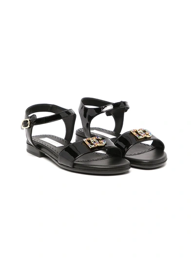 Dolce & Gabbana Kids' Logo-plaque Sandals In Black