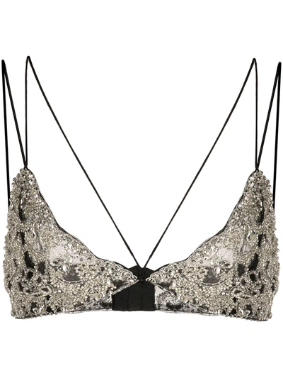 Area Embroidered Lace Bra In Black