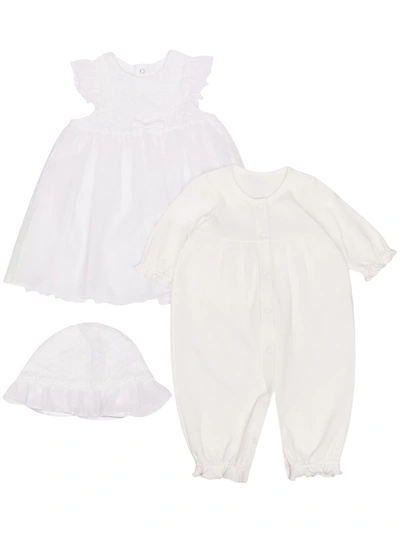 Miki House Babies' Lace-detail Dress Set In White