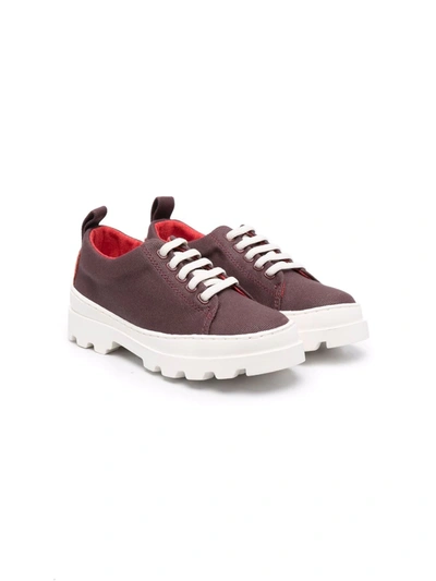 Camper Kids' Burgundy Brutus Houston Canvas Shoes In Brown