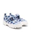 Camper Gingham-print Ballerina Shoes In Blue