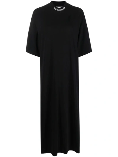 Palm Angels Logo-print T-shirt Maxi Dress In Nero