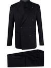 Tagliatore Naples Suit With Double Breasted Jacket In Blue
