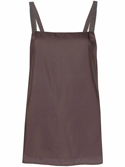 Fabiana Filippi Square-neck Silk Waistcoat Top In Brown