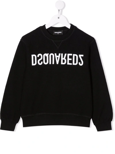 Dsquared2 Teen Logo Print Sweatshirt In Black