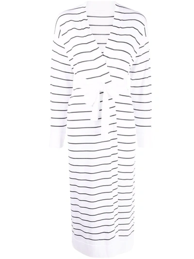 Fabiana Filippi Long Striped Cotton Cardigan In White