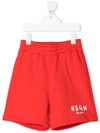 Msgm Cotton Shorts With Logo In Red