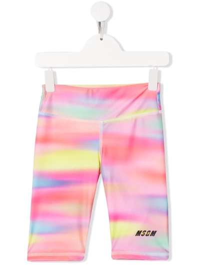 Msgm Teen Tie-dye Logo-print Cycling Shorts In Multicolor