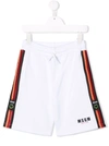 Msgm Teen Logo-tape Track Shorts In White