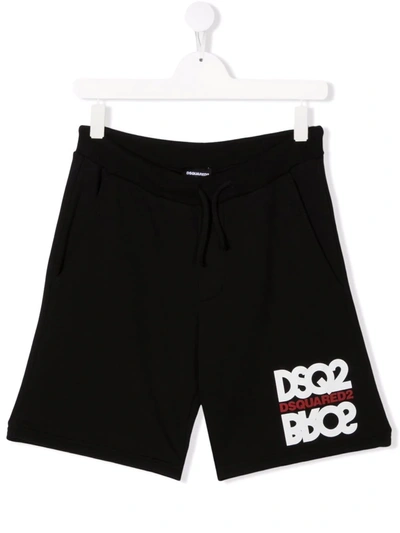 Dsquared2 Teen Logo-print Jogger Shorts In Black
