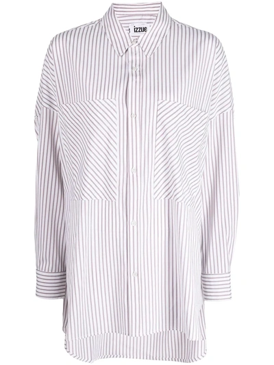 Izzue Striped High-low Shirt In White