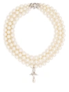 Vivienne Westwood Crystal Pearl Triple Strand Necklace In White