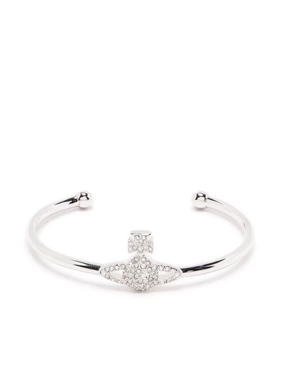 Vivienne Westwood Grace Bas-relief Open Bangle In Silver