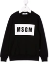 Msgm Teen Block Logo-print Sweatshirt In Black