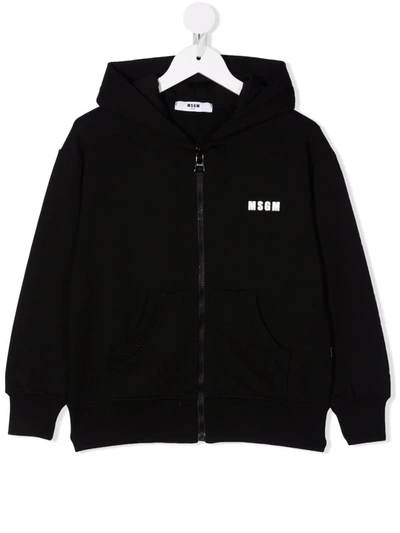Msgm Kids' Chest Logo-print Bomber Jacket In Black
