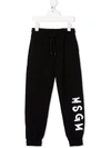 Msgm Kids Black Logo Lounge Pants In Black