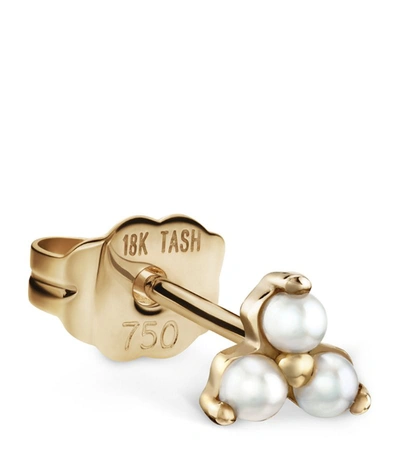 Maria Tash Small Pearl Trinity Single Stud Earring In White/gold