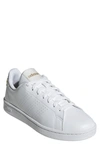 Adidas Originals Advantage Perforated Stripe Sneaker In White/ White/ Cloud White