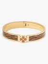 Kate Spade Heritage Spade Flower Hinged Bangle In Brown Multi