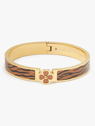 Kate Spade Heritage Spade Flower Hinged Bangle In Brown Multi