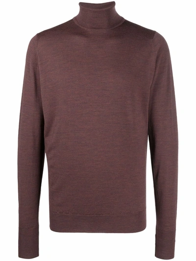 John Smedley Richards Roll-neck Knitted Jumper In Red