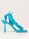 Sebastian Milano Turquoise Nylon Untangled Sandals In Gnawed Blue