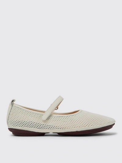Camper Right  Ballerinas In Perforated Fabric In White