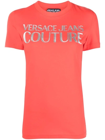 Versace Jeans Couture Iconic Logo T-shirt In Poppy Rosso