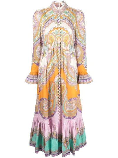 Zimmermann Multicolour Paisley-print Long Dress In Multicolor