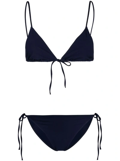 Lido Self-tie Mid-rise Bikini In Blue