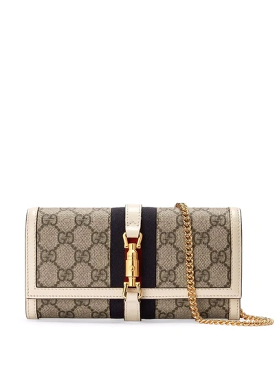 Gucci Canvas Jackie 1961 Chain Wallet In Nude
