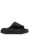 Gia Borghini Upper: Stitched Puffy Velcro Strap In Scuba -heel: Chunky 40mm Rubber Sole In Schwarz