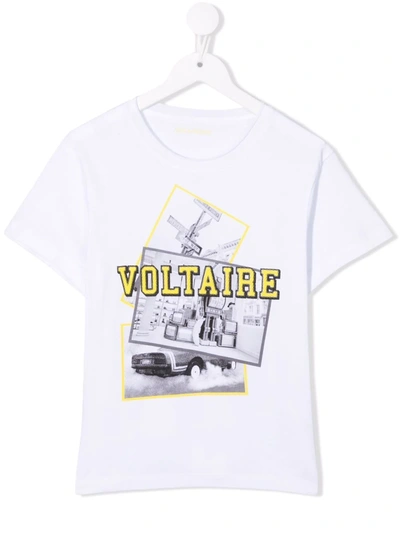 Zadig & Voltaire Teen Logo-print Short-sleeved T-shirt In White