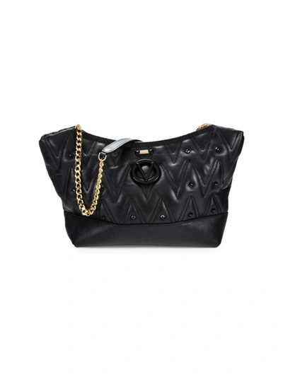 Valentino By Mario Valentino Women's Violetad Quilted Chevron-pattern Leather Shoulder Bag In Black