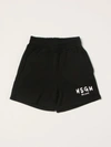 Msgm Kids' Cotton Shorts With Logo In Black