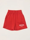 Msgm Cotton Shorts With Logo In Red
