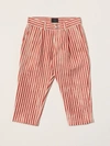 Fay Striped Trousers In Linen And Cotton In Red