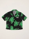 Msgm Leaf-print Cuban Shirt In Green