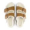 Birkenstock Arizona Shearling Sandals In Suede,shearling,mink Natural