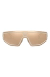 Versace 45mm Irregular Shield Sunglasses In Gold/ Dark Brown Mirrored Gold