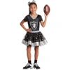 JERRY LEIGH GIRLS YOUTH BLACK LAS VEGAS RAIDERS TUTU TAILGATE GAME DAY V-NECK COSTUME