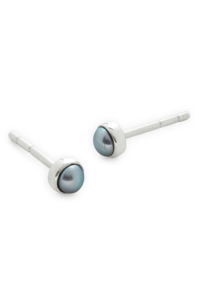 Monica Vinader Cultured Pearl Stud Earrings In Silver