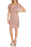 Adrianna Papell Plus Size Embellished Blouson Dress In Candid Ginger