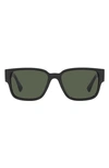 Versace Havana 57mm Rectangular Sunglasses In Black/ Dark Green