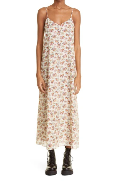 R13 Floral Print Cotton & Silk Midi Slipdress In Multi