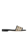 Fendi Ff Interlace Raffia Slides In Black