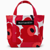 MARIMEKKO WHITE/RED FLORAL-PRINT SMALL TOTE BAG