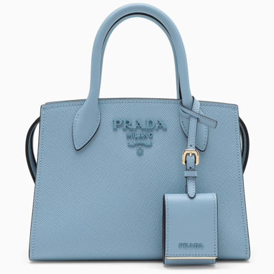 Prada Sky Blue Saffiano Leather Monochrome Bag In Light Blue